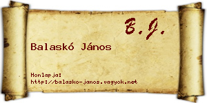 Balaskó János névjegykártya