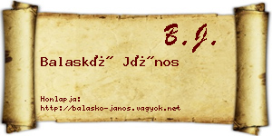 Balaskó János névjegykártya